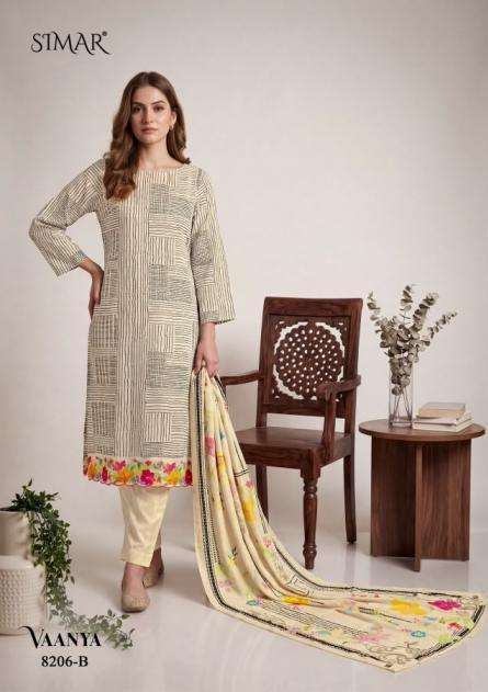 VAANYA SERIES 8206 BY SIMAR DESIGNER DIGITAL PRINTED AND EMBROIDERY WORK MUSLIN SUITS ARE AVAILABLE AT WHOLESALE PRICE