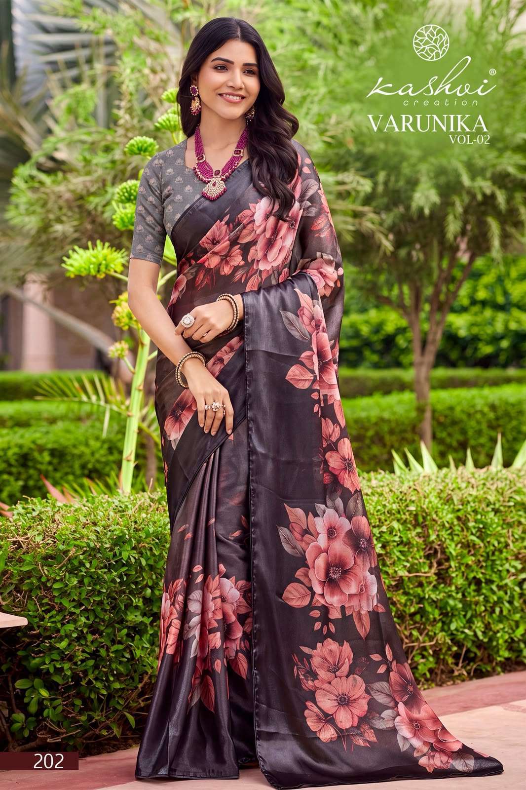 VARUNIKA VOL-2 SERIES 201 TO 208 SAREE BY KASHVI DESIGNER TESLA DIGITAL PRINT WITH FOIL WORK SAREE ARE AVAILABLE AT WHOLESALE PRICE