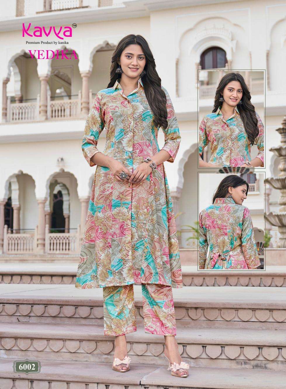 VEDIKA VOL-6 SERIES 6001 TO 6010 BY KAVYA DESIGNER PRINTED CAPSUL KURTI WITH BOTTOM ARE AVAILABLE AT WHOLESALE PRICE