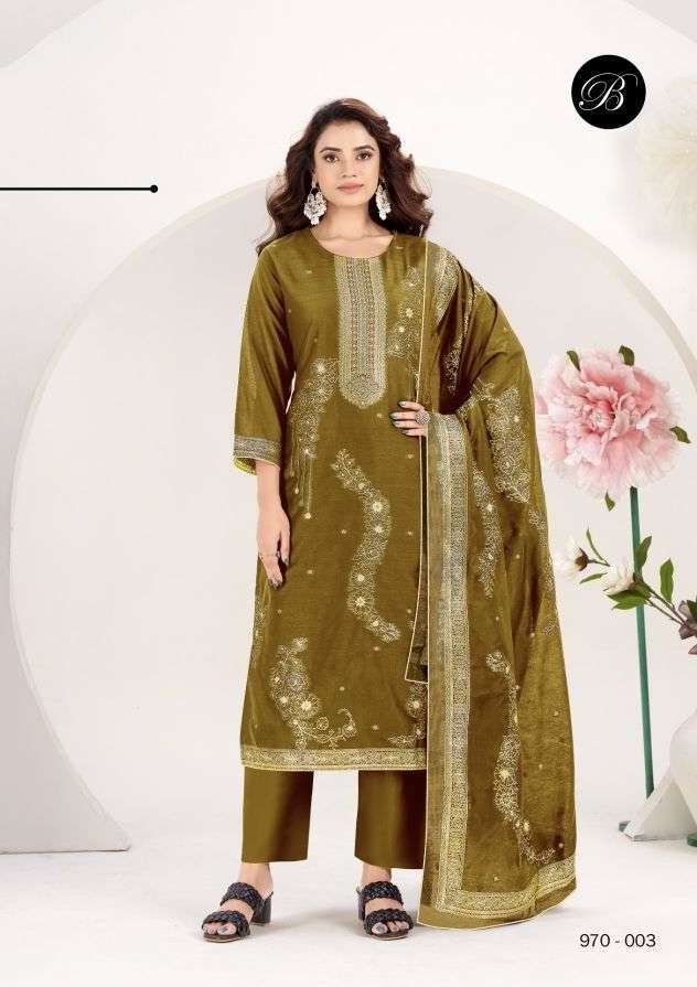 ZAHIDA SERIES 970 BY BELLIZA DESIGNER COTTON SILK JACQUARD SUITS ARE AVAILABLE AT WHOLESALE PRICE 