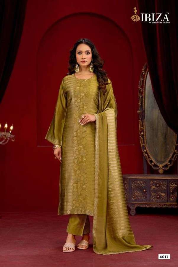 ZOEY SERIES 4011 TO 4014 BY IBIZA DESIGNER HAND WORK BANGLORY SILK JACQUARD SUITS ARE AVAILABLE AT WHOLESALE PRICE