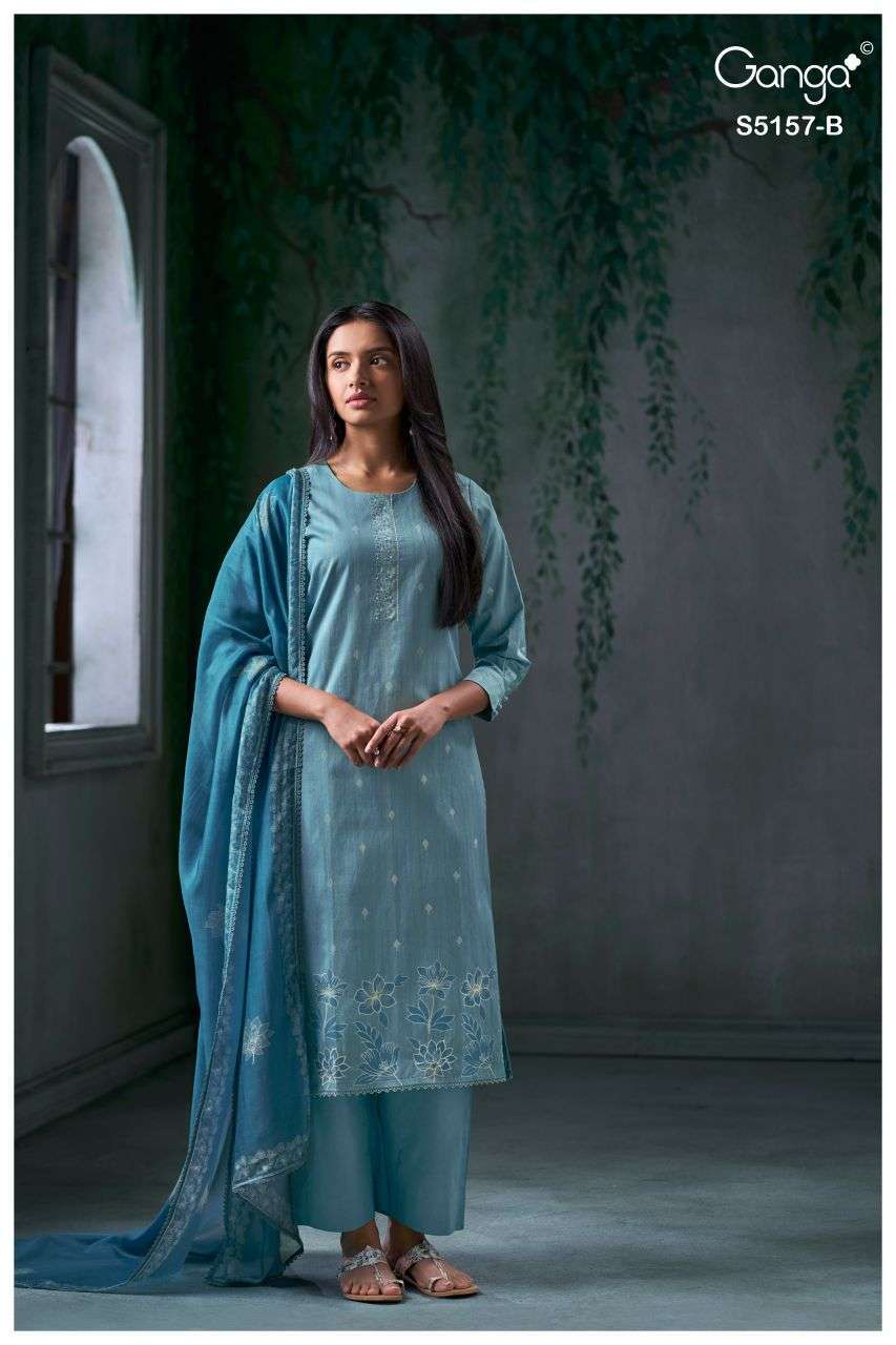 AISHI SERIES 5157 BY GANGA DESIGNER PRINTED WITH HAND EMBROIDERY AND SCHIFFLI EMBROIDERY WORK CORDUROY SUITS ARE AVAILABLE AT WHOLESALE PRUCE