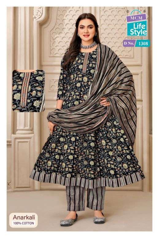 ANARKALI VOL-13 SERIES 1305 TO 1314 BY MCM DESIGNER PRINTED COTTON READYMADE ANARKALI SUITS ARE AVAILABLE AT WHOLESALE PRICE