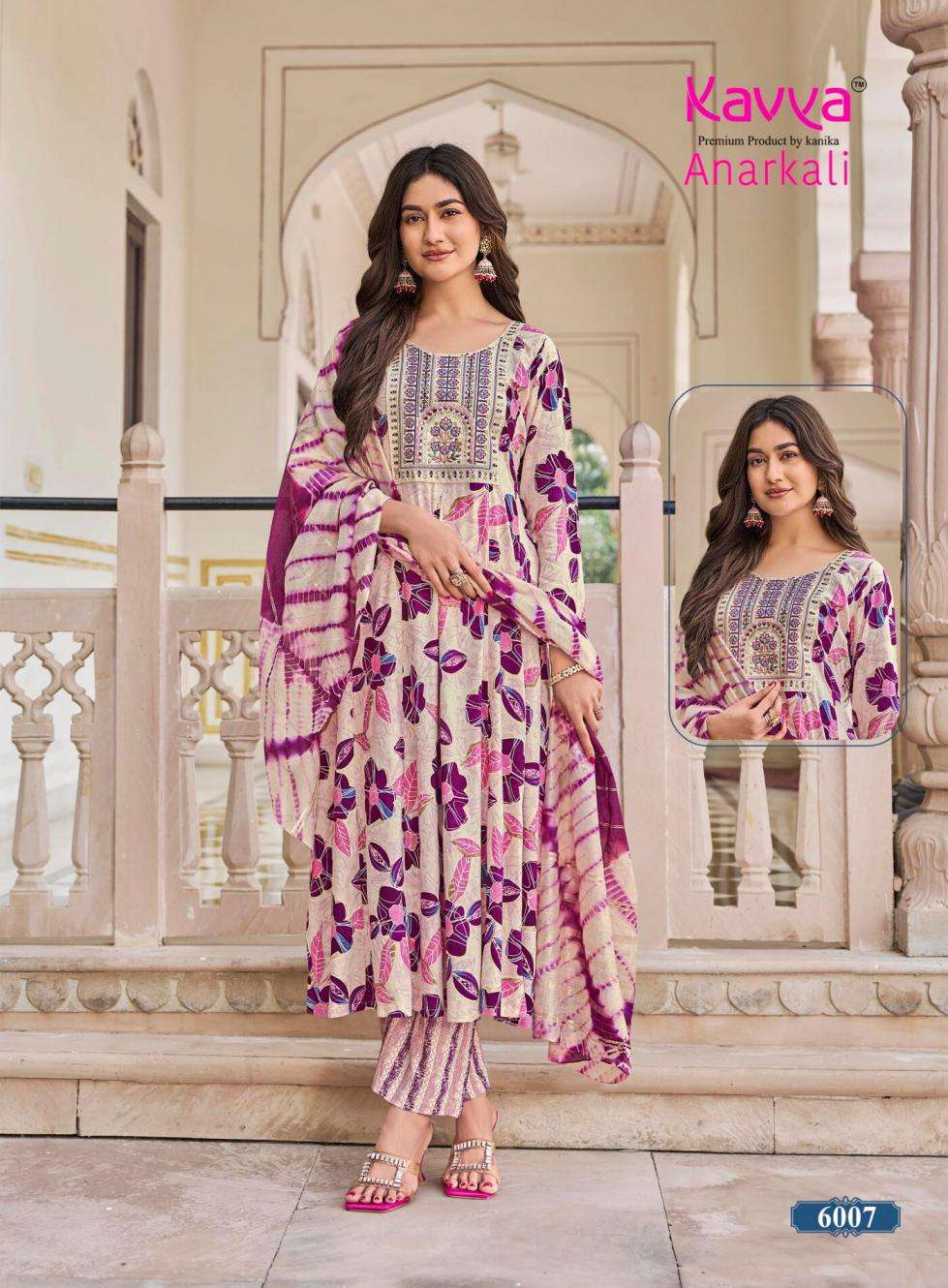 ANARKALI VOL-6 SERIES 6001 TO 6010 BY KAVYA DESIGNER FOIL PRINTED AND EMBROIDERY WORK RAYON KURTI WITH BOTTOM AND DUPATTA ARE AVAILABLE AT WHOLESALE PRICE