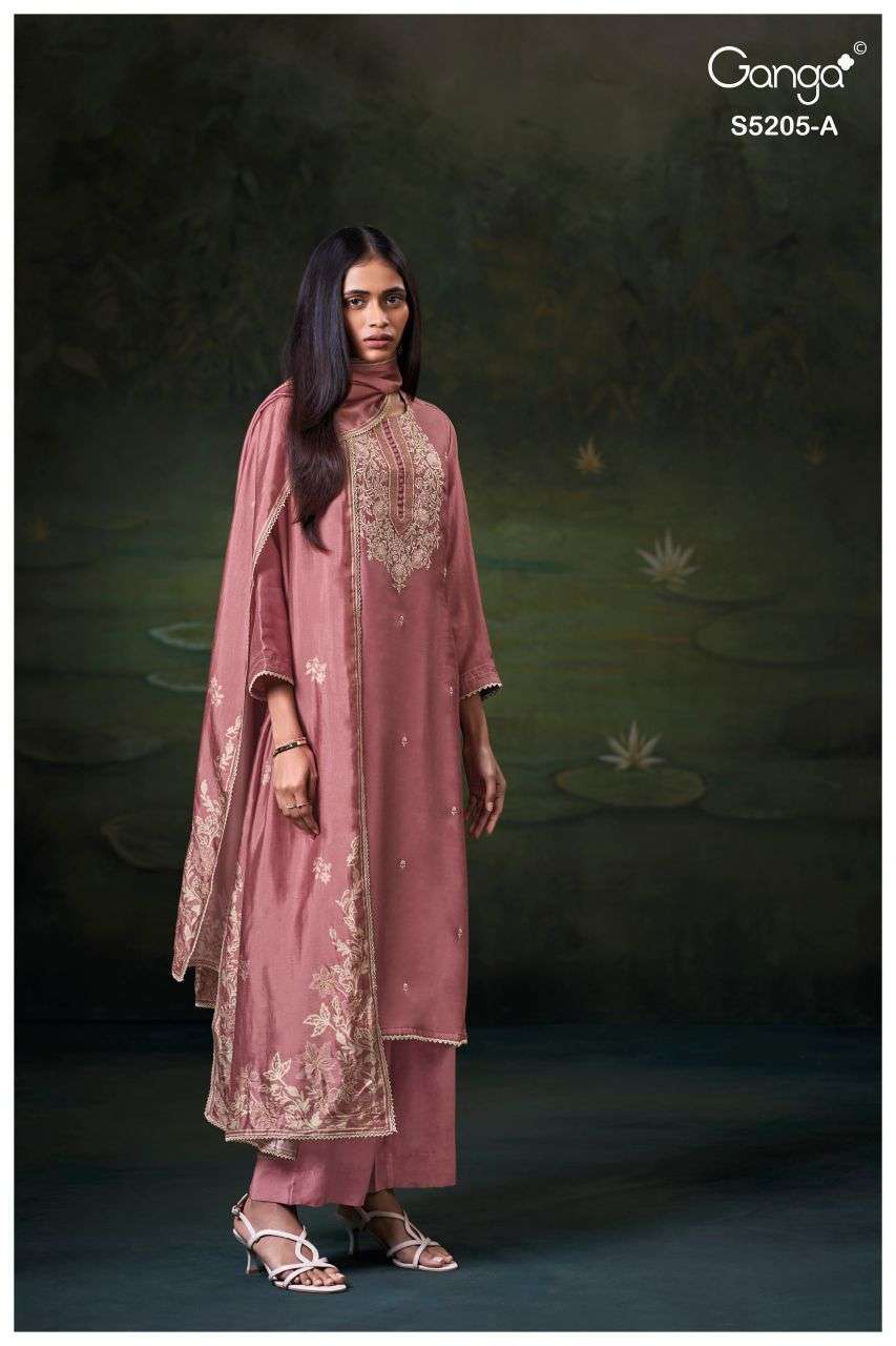 CELSA SERIES 5205 BY GANGA DESIGNER EMBROIDERY AND HAND WORK BEMBERG RUSSIAN SILK SUITS ARE AVAILABLE AT WHOLESALE PRICE 