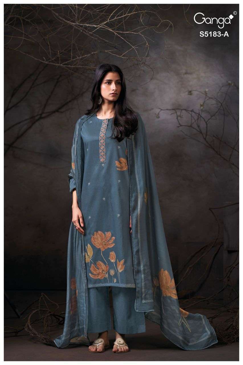 CHIANA SERIES 5183 BY GANGA DESIGNER HAND WORK AND HAND EMBROIDERY WORK CORDUROY SUITS ARE AVAILABLE AT WHOLESALE PRICE 