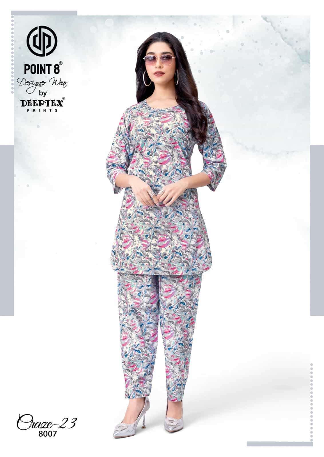 CRAZE 23 VOL-8 SERIES 8001 TO 8010 BY POINT 8 DEEPTEX DESIGNER WITH PRINTED COTTON CO ORD SETS ARE AVAILABLE AT WHOLESALE PRICE