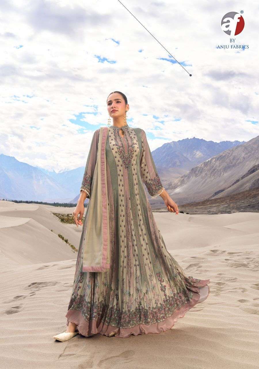 DEDAAR VOL-3 SERIES 8801 TO 8804 BY ANJU FABRICS DESIGNER STONE WORK NATURAL CREPE GOWN WITH DUPATTA ARE AVAILABLE AT WHOLESALE PRICE