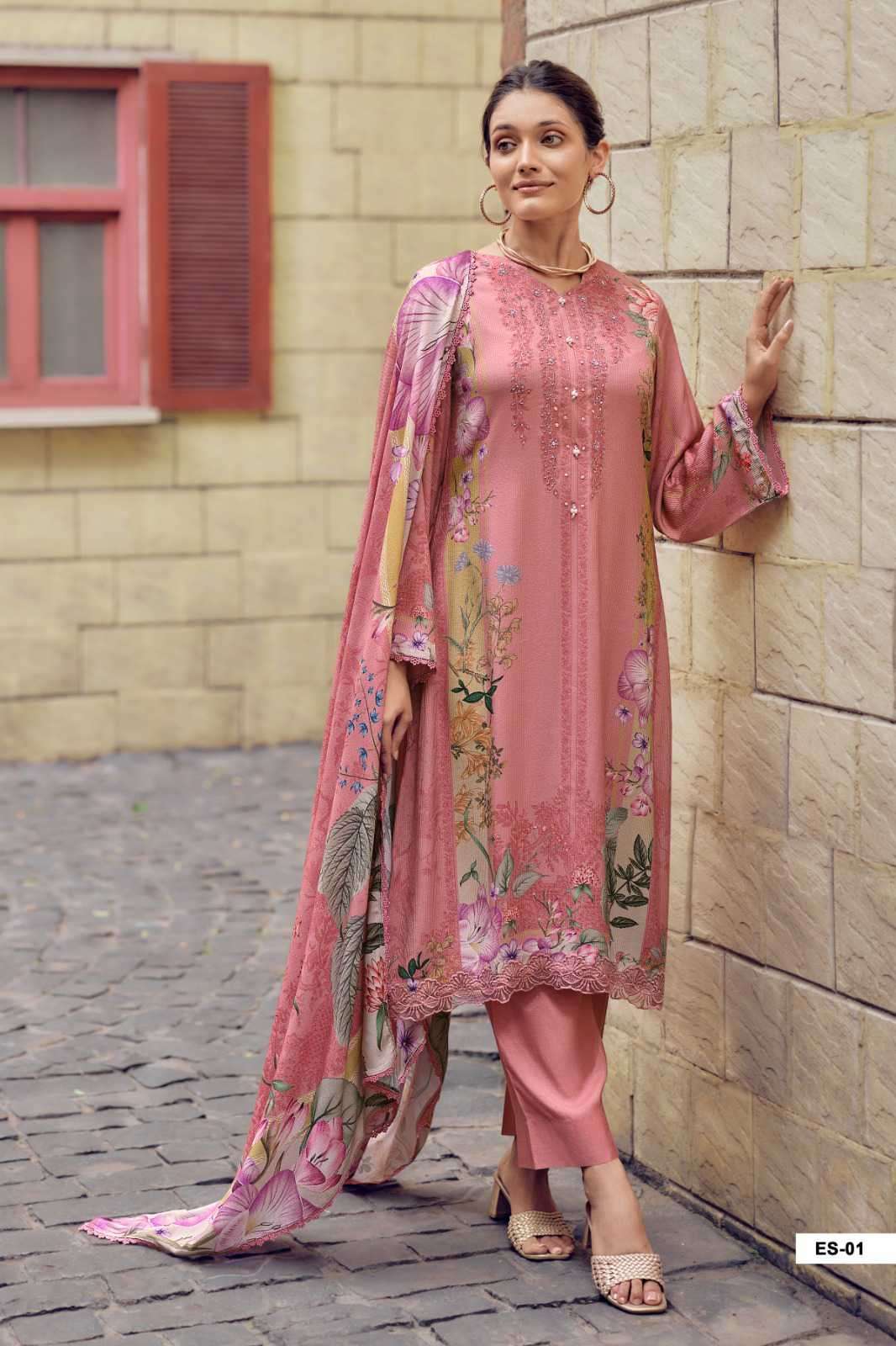 ELISYA SERIES 01 TO 04 BY VARSHA DESIGNER DIGITAL PRINTED AND HAND WORK PASHMINA SUITS ARE AVAILABLE AT WHOLESALE PRICE