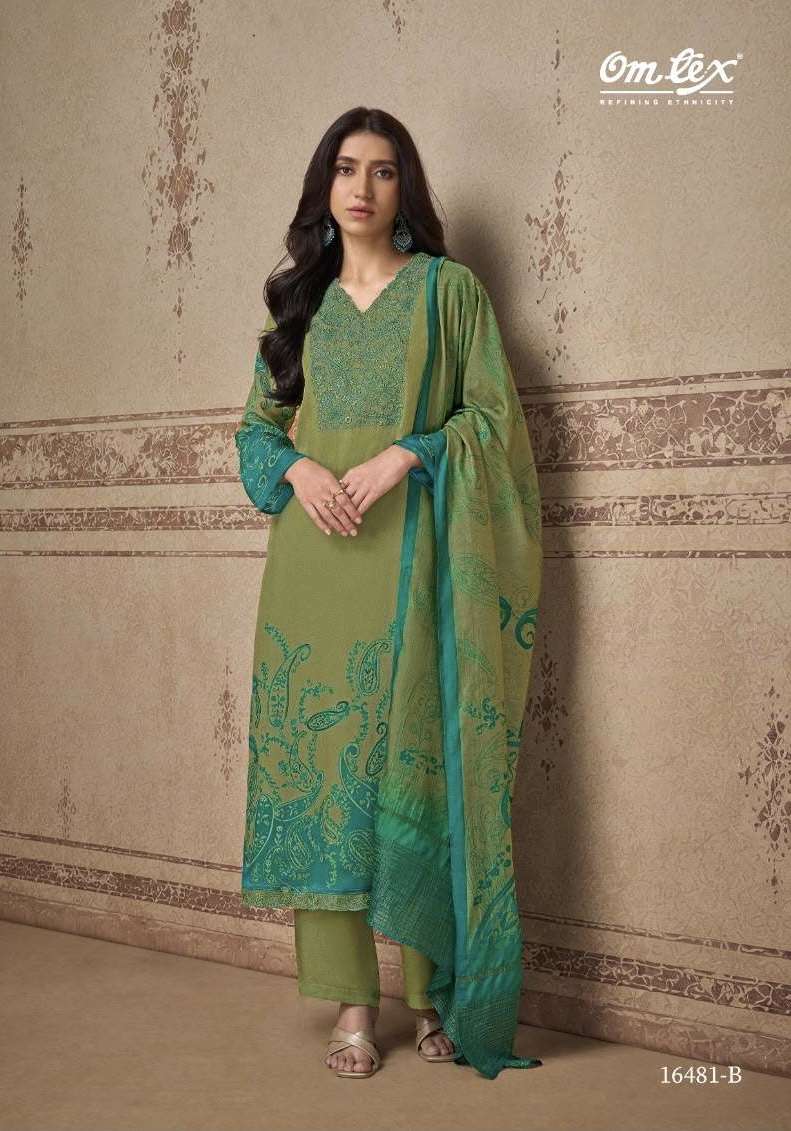 ELORA SERIES 16481 BY OMTEX DESIGNER DIGITAL PRINTED AND EMBROIDERY WORK ORGANZA TWILL SUITS ARE AVAILABLE AT WHOLESALE PRICE