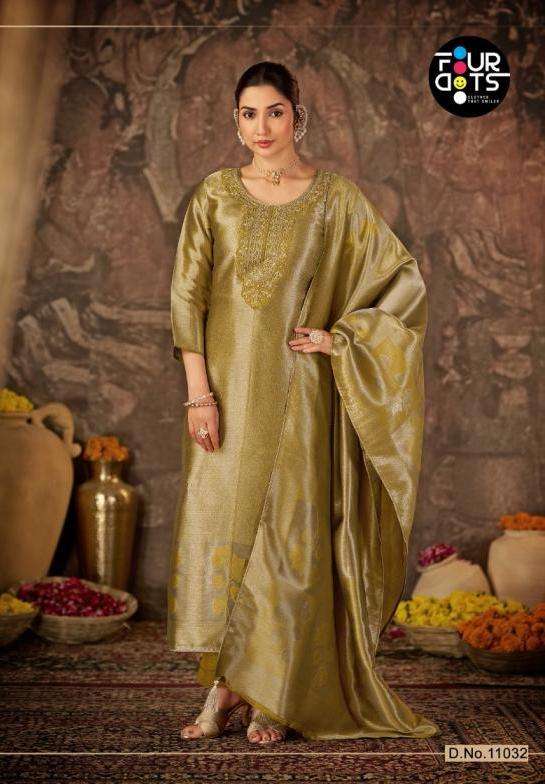 ESME SERIES 11031 TO 11034 BY FOUR DOTS DESIGNER SILK JACQUARD AND WORK SUITS ARE AVAILABLE AT WHOLESALE PRICE