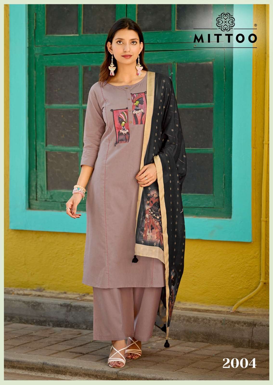 GOPIKA SERIES 2001 TO 2006 BY MITTO DESIGNER HAND WORK AND PATCH WORK DHABU COTTON KURTI WITH BOTTOM AND DUPATTA ARE AVAILABLE AT WHOLESALE PRICE