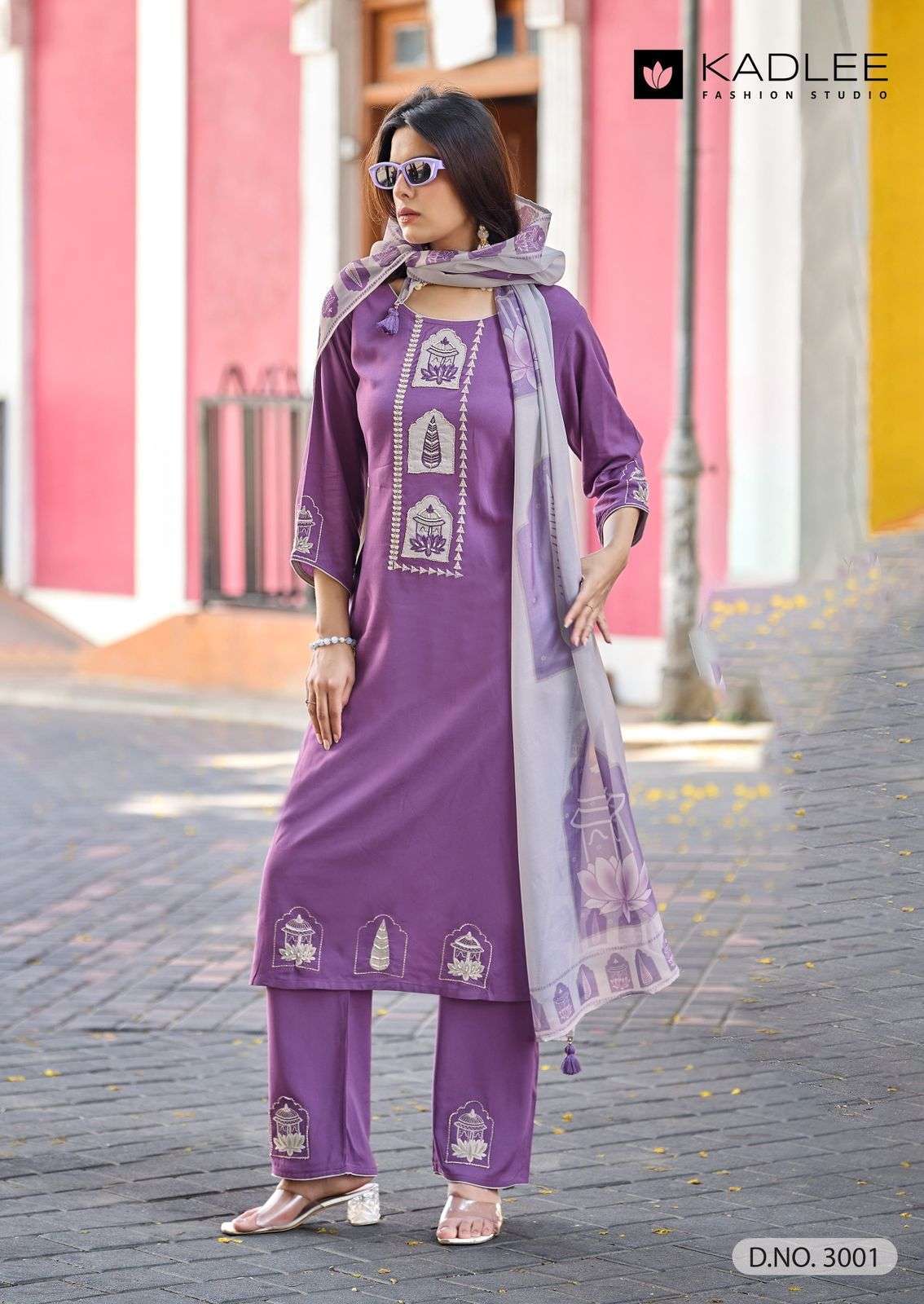 GULMOHAR SERIES 3001 TO 3004 BY KADLEE DESIGNER HAND AND THREAD WORK RAYON TOP WITH BOTTOM AND DUPATTA ARE AVAILABLE AT WHOLESALE PRICE