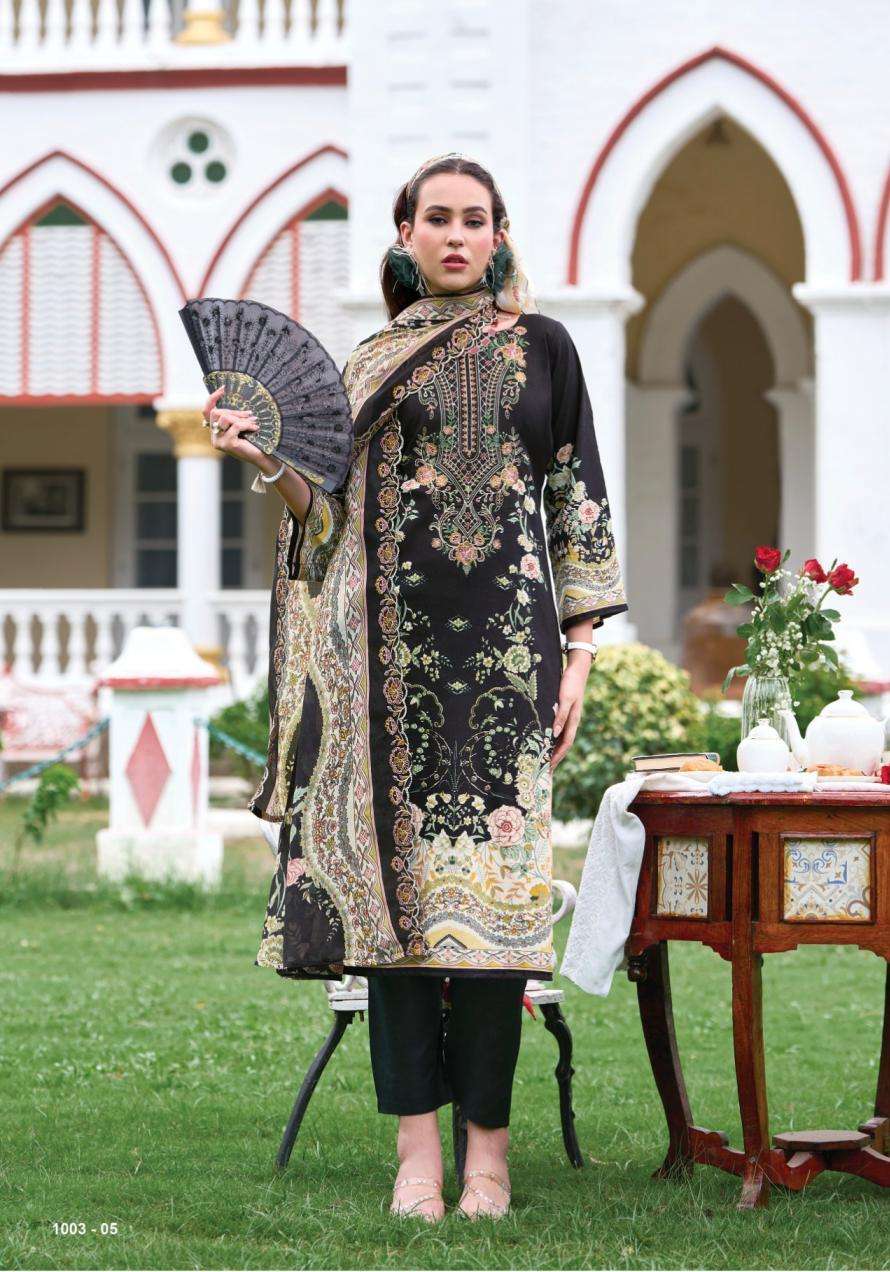GUZARISH VOL-25 SERIES 1003 BY BELLIZA DESIGNER PRINTED AND WORK COTTON SUITS ARE AVAILABLE AT WHOLESALE PRICE