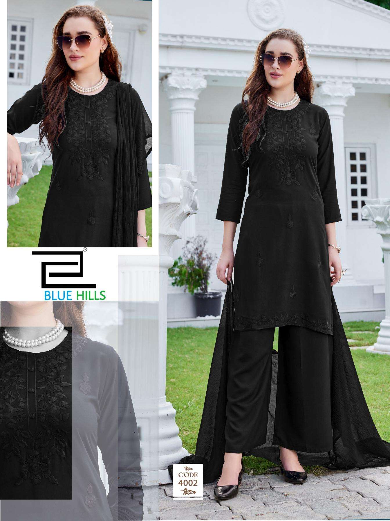 HAANIA SERIES 4001 TO 4004 BY BLUE HILLS DESIGNER RAYON KURTI WITH BOTTOM AND DUPATTA ARE AVAILABLE AT WHOLESALE PRICE