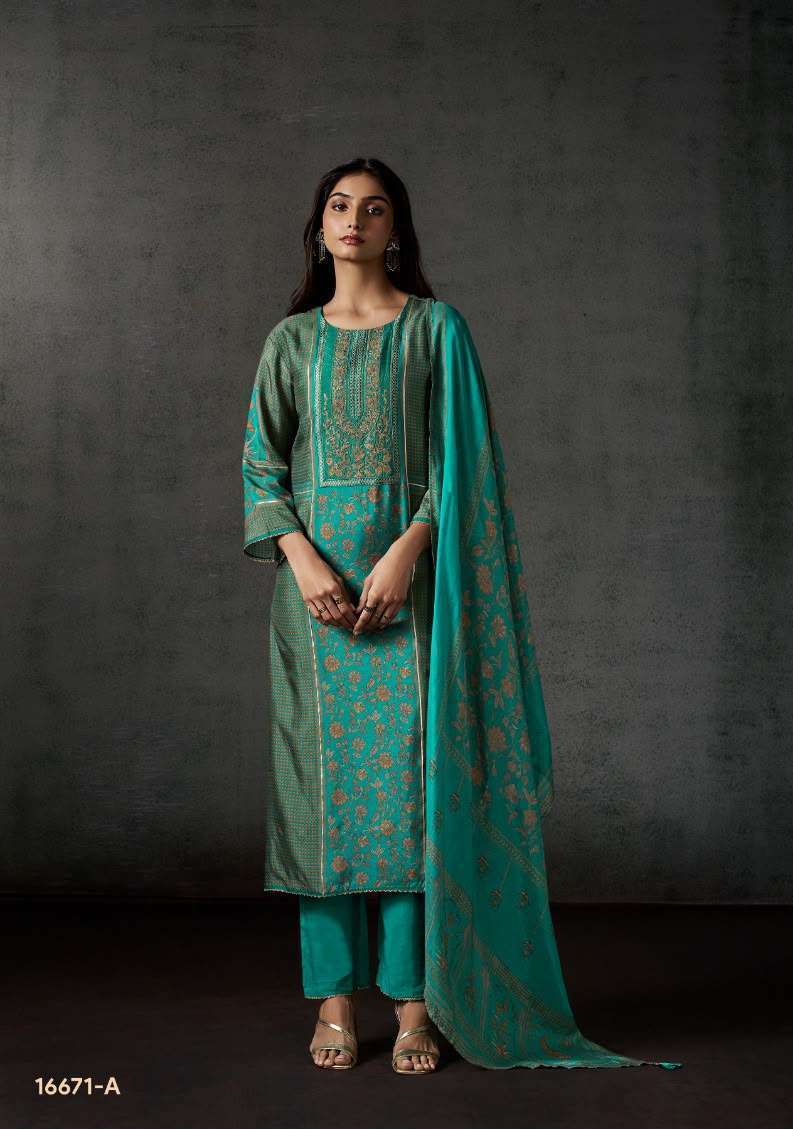 IRA SERIES 16671 BY OMTEX DESIGNER DIGITAL PRINTED AND EMBROIDERY PATCH WORK RUSSIAN SILK SUITS ARE AVAILABLE AT WHOLESALE PRICE