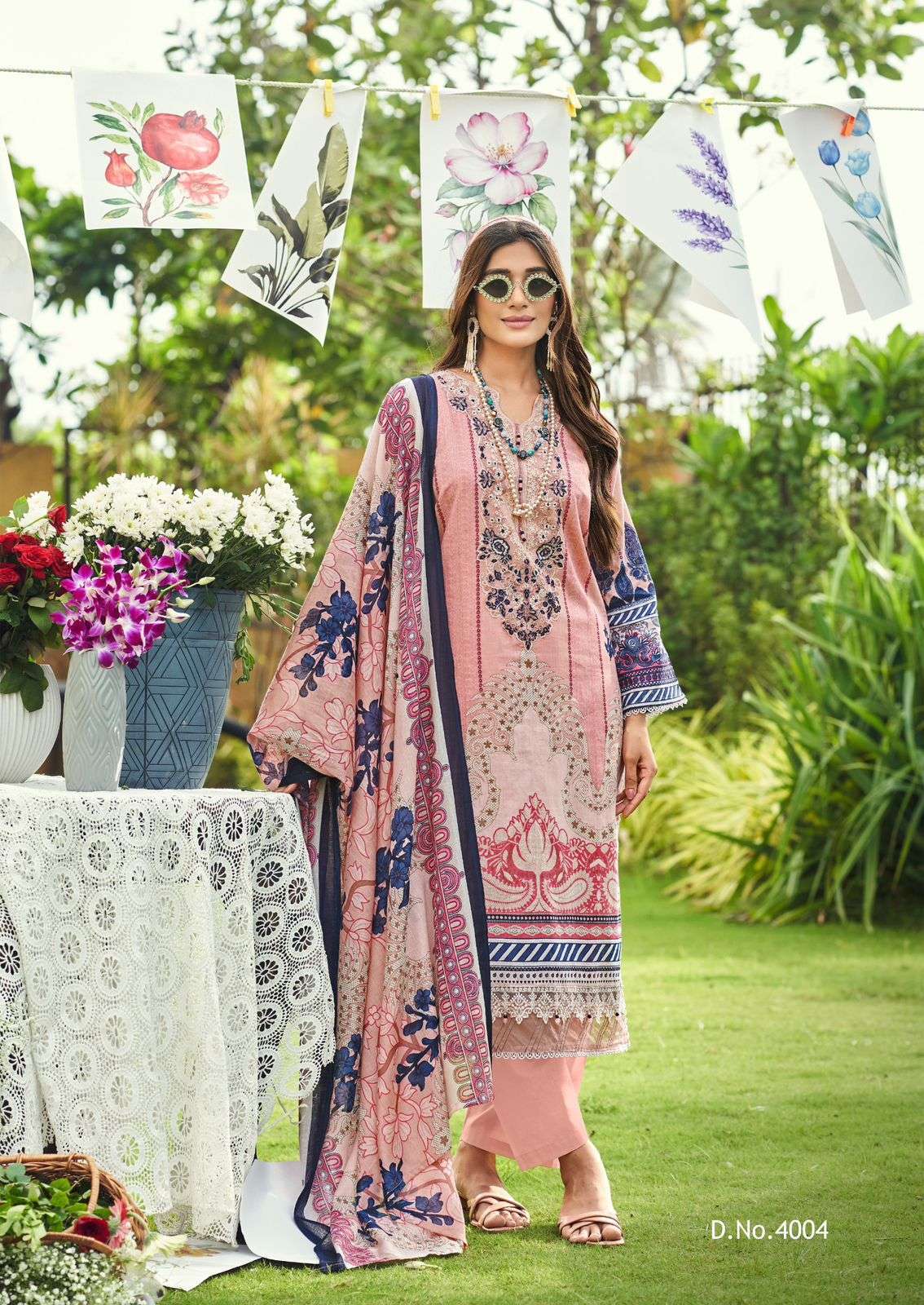 JAZMIN LAWN VOL-4 SERIES 4001 TO 4006 BY COSMOS DESIGNER PRINTED AND WORK LAWN COTTON SUITS ARE AVAILABLE AT WHOLESALE PRICE