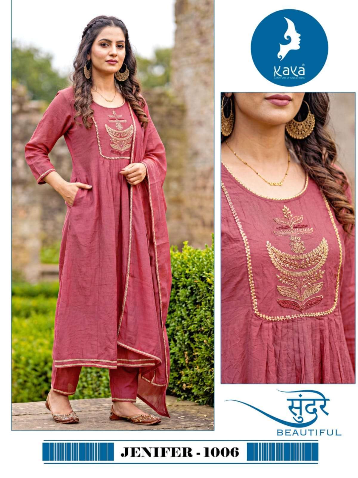 JENIFER SERIES 01 TO 06 BY KAYA DESIGNER EMBROIDERY WORK KORA SILK TOP WITH BOTTOM AND DUPATTA ARE AVAILABLE AT WHOLESALE PRICE
