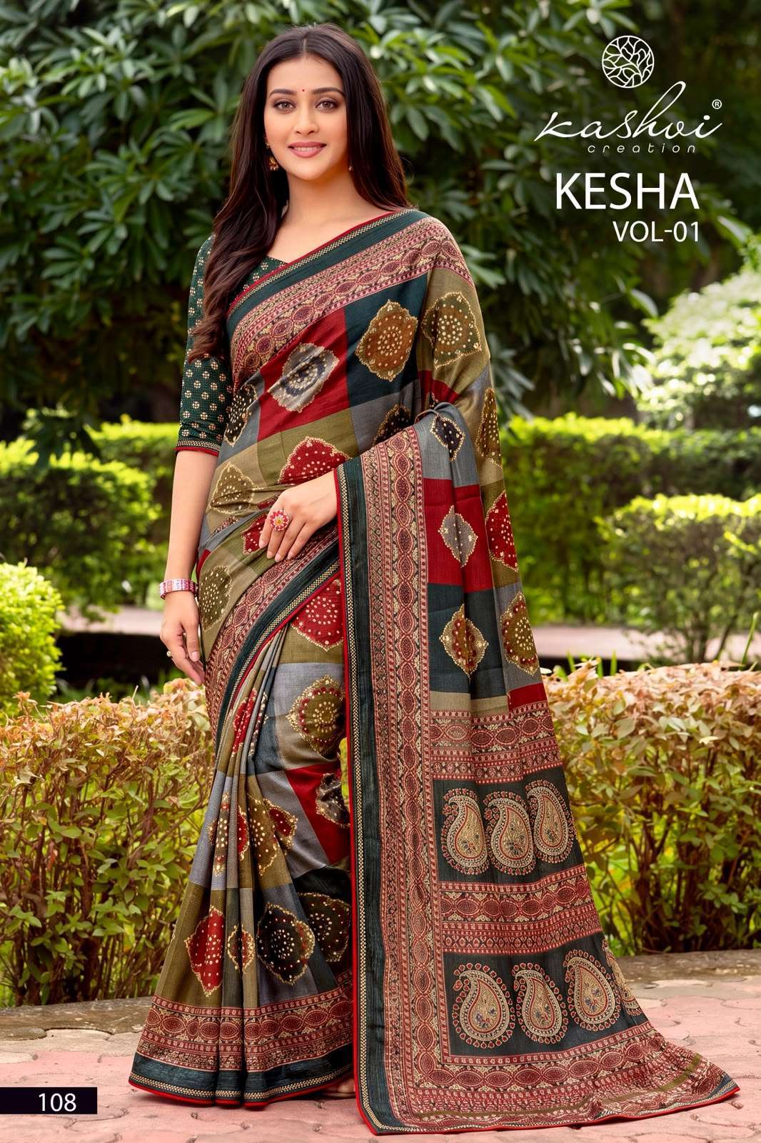 KESHA VOL-1 SERIES 101 TO 108 SAREE BY KASHVI DESIGNER FOIL PRINT AND SWAROSKI WORK SAREE ARE AVAILABLE AT WHOLESALE PRICE 