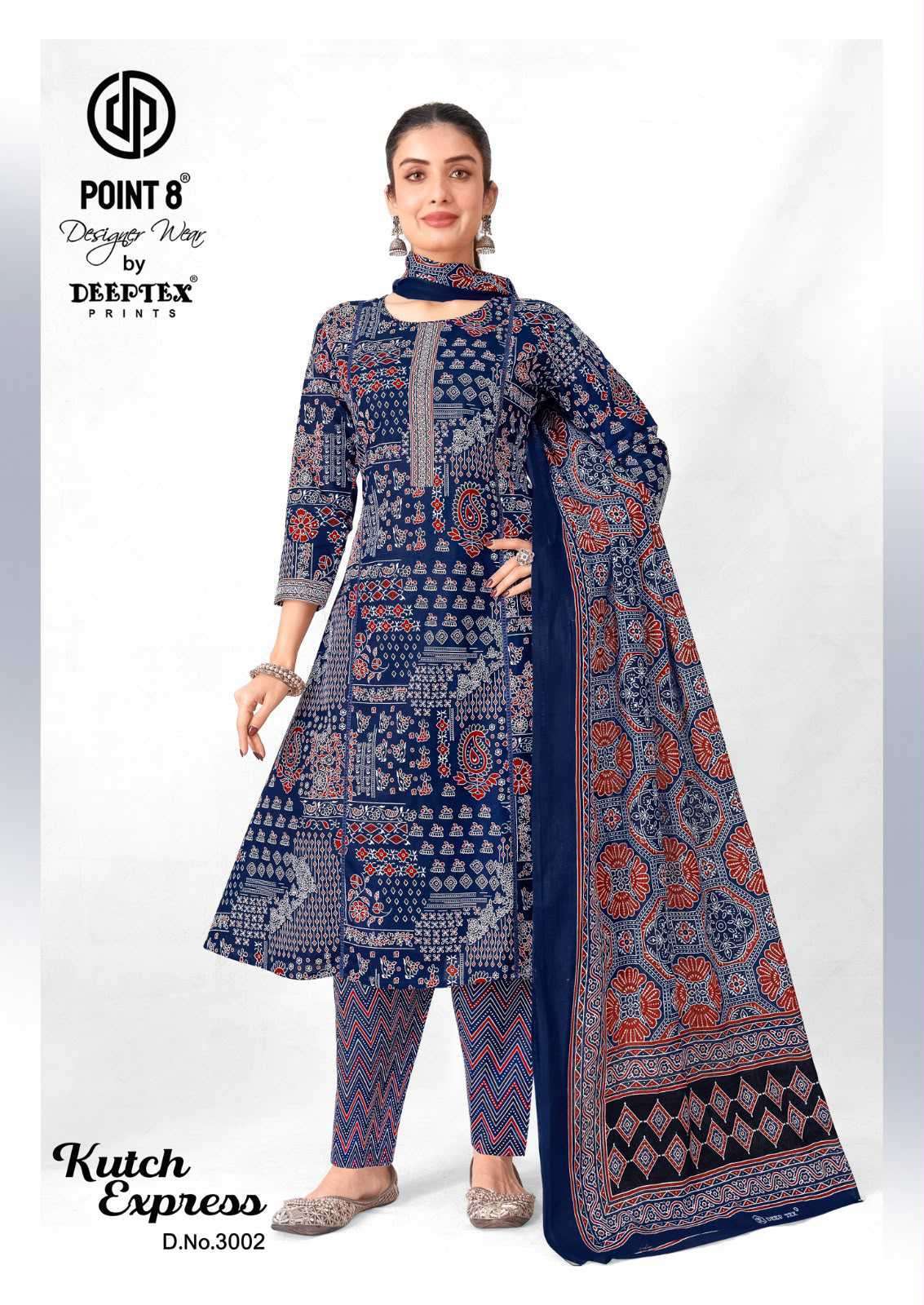 KUTCH EXPRESS VOL-3 SERIES 3001 TO 3008 BY POINT 8 DEEPTEX DESIGNER PRINTED COTTON READYMADE SUITS ARE AVAILABLE AT WHOLESALE PRICE