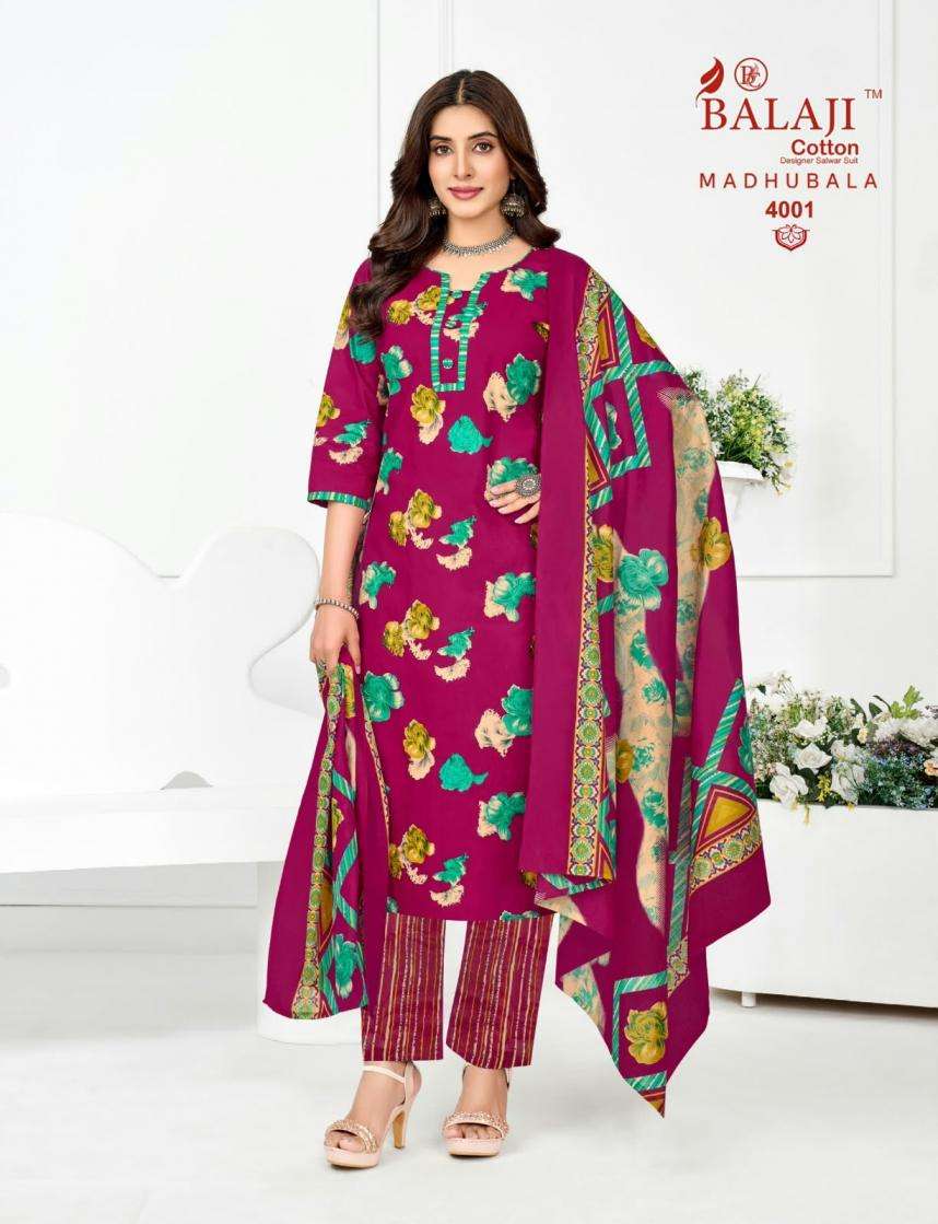 MADHUBALA VOL-4 SERIES 4001 TO 4008 BY BALAJI COTTON DESIGNER PRINTED READYMADE COTTON SUITS ARE AVAILABLE AT WHOLESALE PRICE