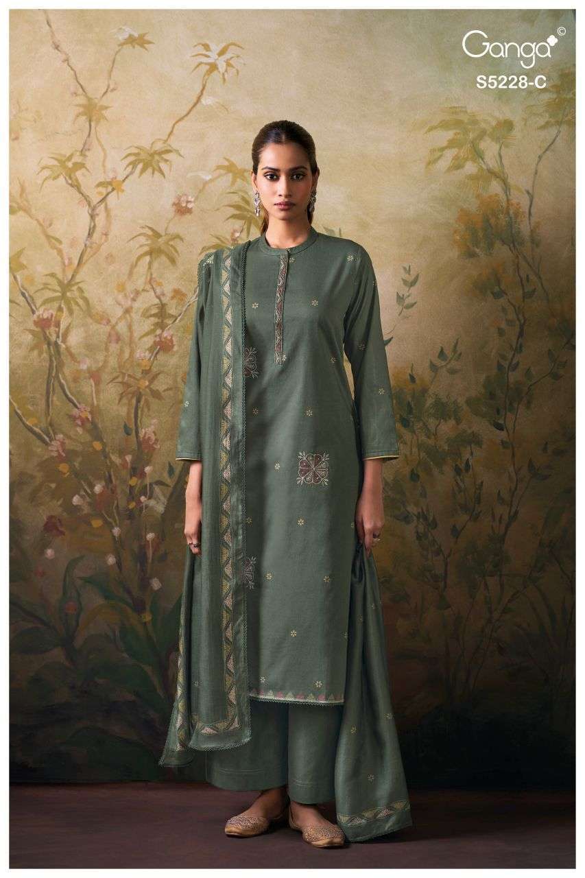 MAHEYA SERIES 5228 BY GANGA DESIGNER HAND WORK WITH EMBROIDERY AND SCHIFFLI EMBROIDERY WORK CORDUROY SUITS ARE AVAILABLE AT WHOLESALE PRICE
