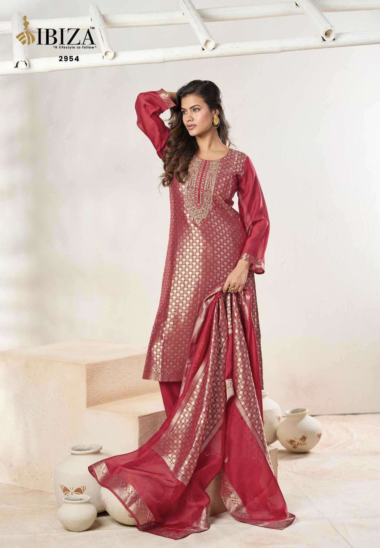 MAHIMA VOL-2 SERIES 2951 TO 2954 BY IBIZA DESIGNER EMBROIDERY WORK BANGLORY SILK JACQUARD SUITS ARE AVAILABLE AT WHOLESALE PRICE 