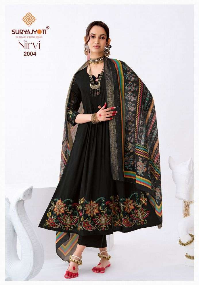 NIRVI VOL-2 SERIES 2001 TO 2008 BY SURYAJYOTI DESIGNER EMBROIDERY WORK ROMAN SILK ANARKALI READYMADE SUITS ARE AVAILABLE AT WHOLESALE PRICE