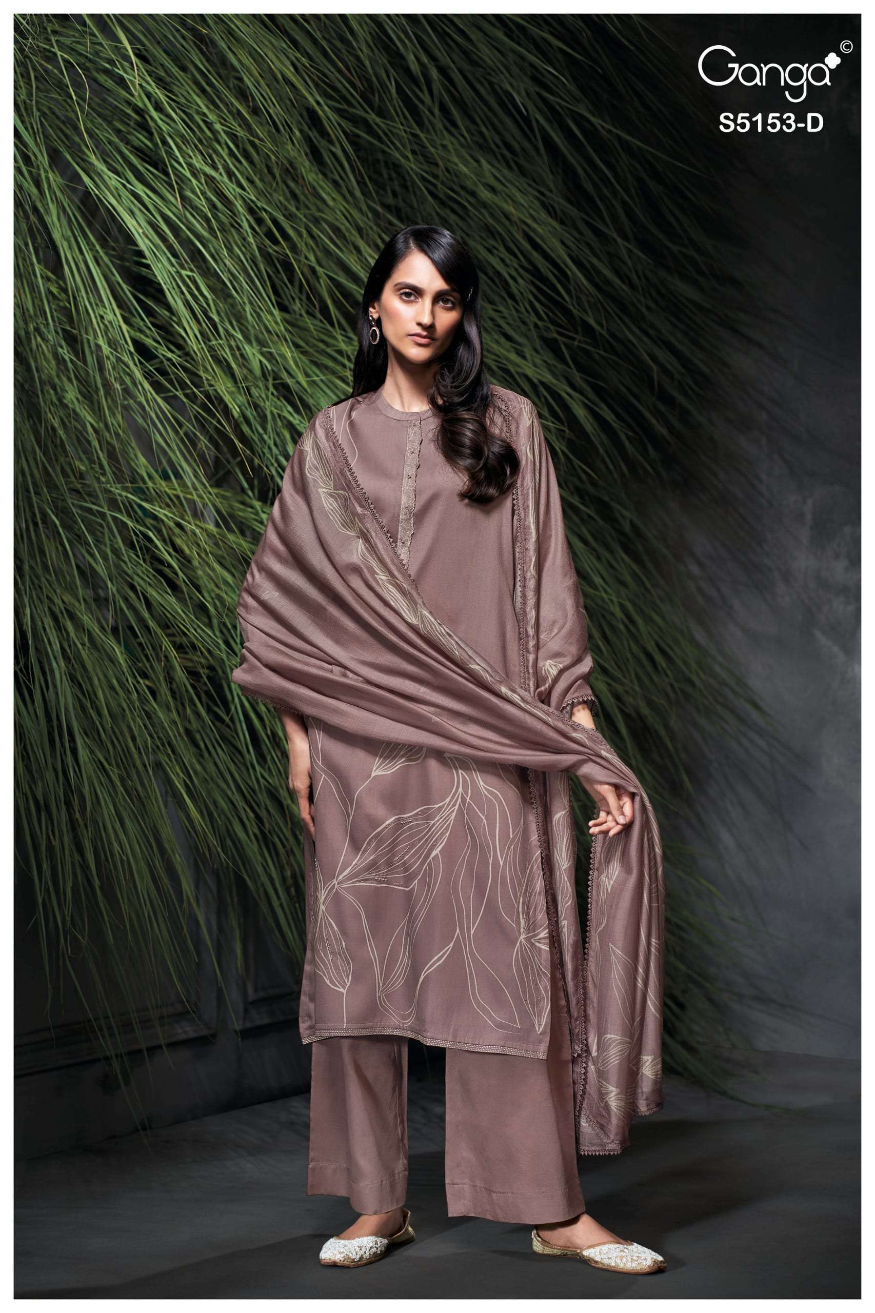 NIVYA SERIES 5153 BY GANGA DESIGNER PRINTED WITH HAND WORK AND HAND EMBROIDERY COTTON SATIN SUITS ARE AVAILABLE AT WHOLESALE PRICE 