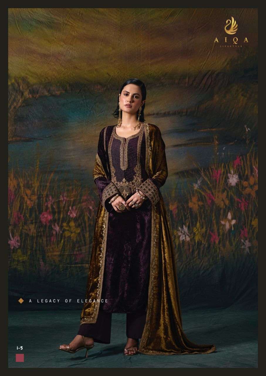 NOOR E RIWAAZ SERIES L1 TO L6 BY AIQA DESIGNER KHATLI AND FANCY WORK VISCOSE VELVET SUITS ARE AVAILABLE AT WHOLESALE PRICE 