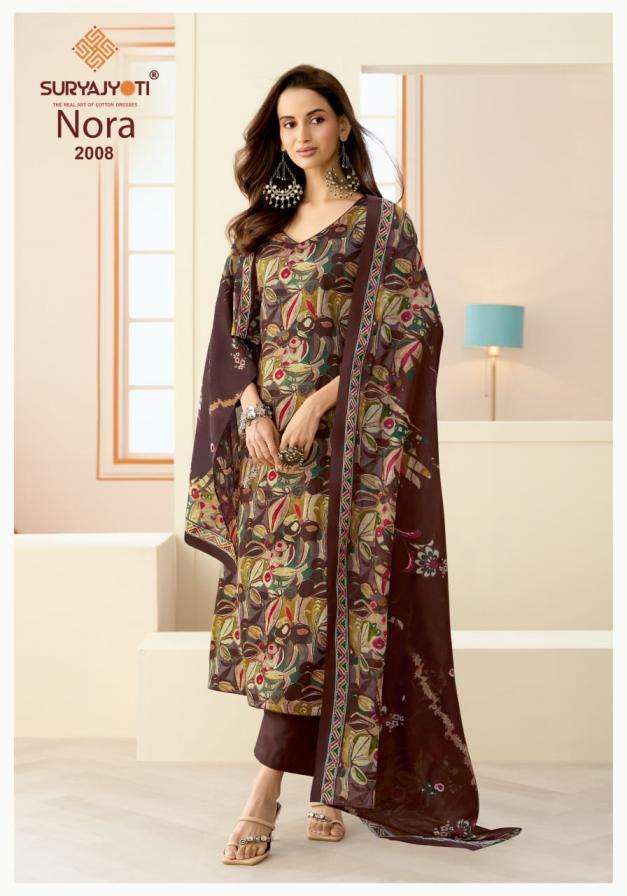 NORA VOL-2 SERIES 2001 TO 2010 BY SURYAJYOTI DESIGNER PRINTED JAM SATIN SUITS ARE AVAILABLE AT WHOLESALE PRICE