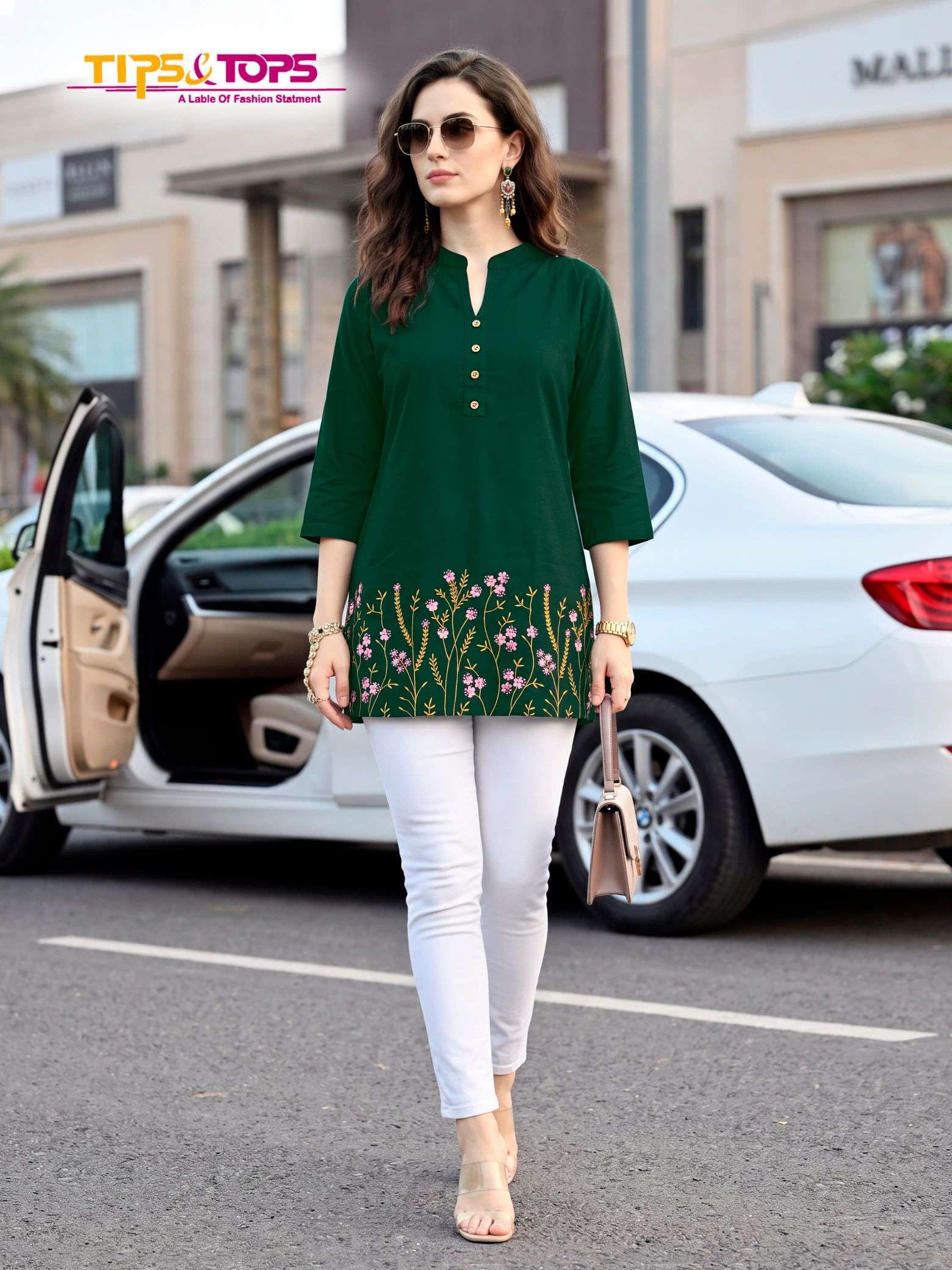 POLO VOL-2 SERIES 201 TO 208 BY TIPS & TOPS DESIGNER EMBROIDERY WORK RAYON SHORT TOPS ARE AVAILABLE AT WHOLESALE PRICE