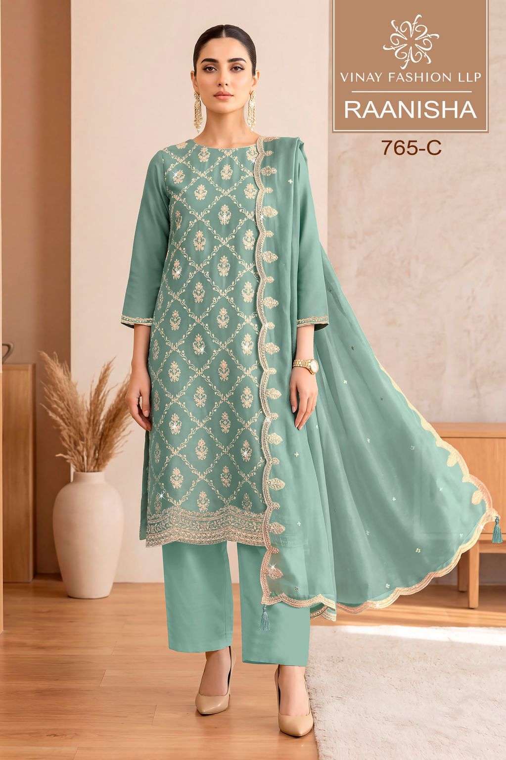 RAANISHA SERIES 765 BY VINAY DESIGNER THREAD EMBROIDERY WORK SILK SUITS ARE AVAILABLE AT WHOLESALE PRICE