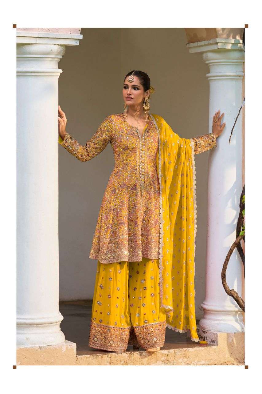 RAKUL SERIES 7699 BY GULKAYRA DESIGNER EMBROIDERY AND HAND WORK GEORGETTE READYMADE SUITS ARE AVAILABLE AT WHOLESALE PRICE 