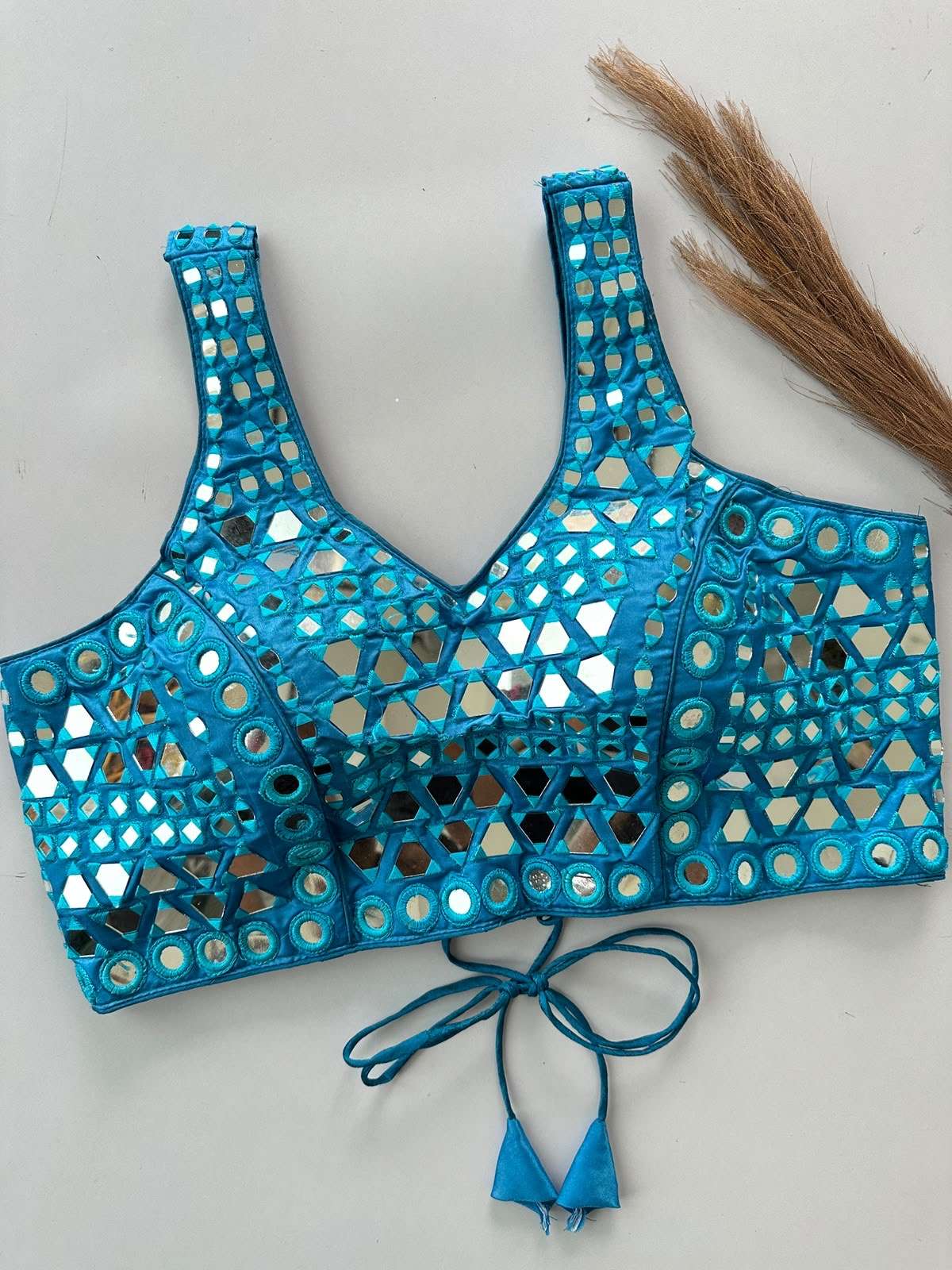 READYMADE BLOUSE SERIES 493 DESIGNER REAL MIRROR HAND WORK SOFT SILK READYMADE BLOUSE ARE AVAILABLE AT WHOLESALE PRICE 