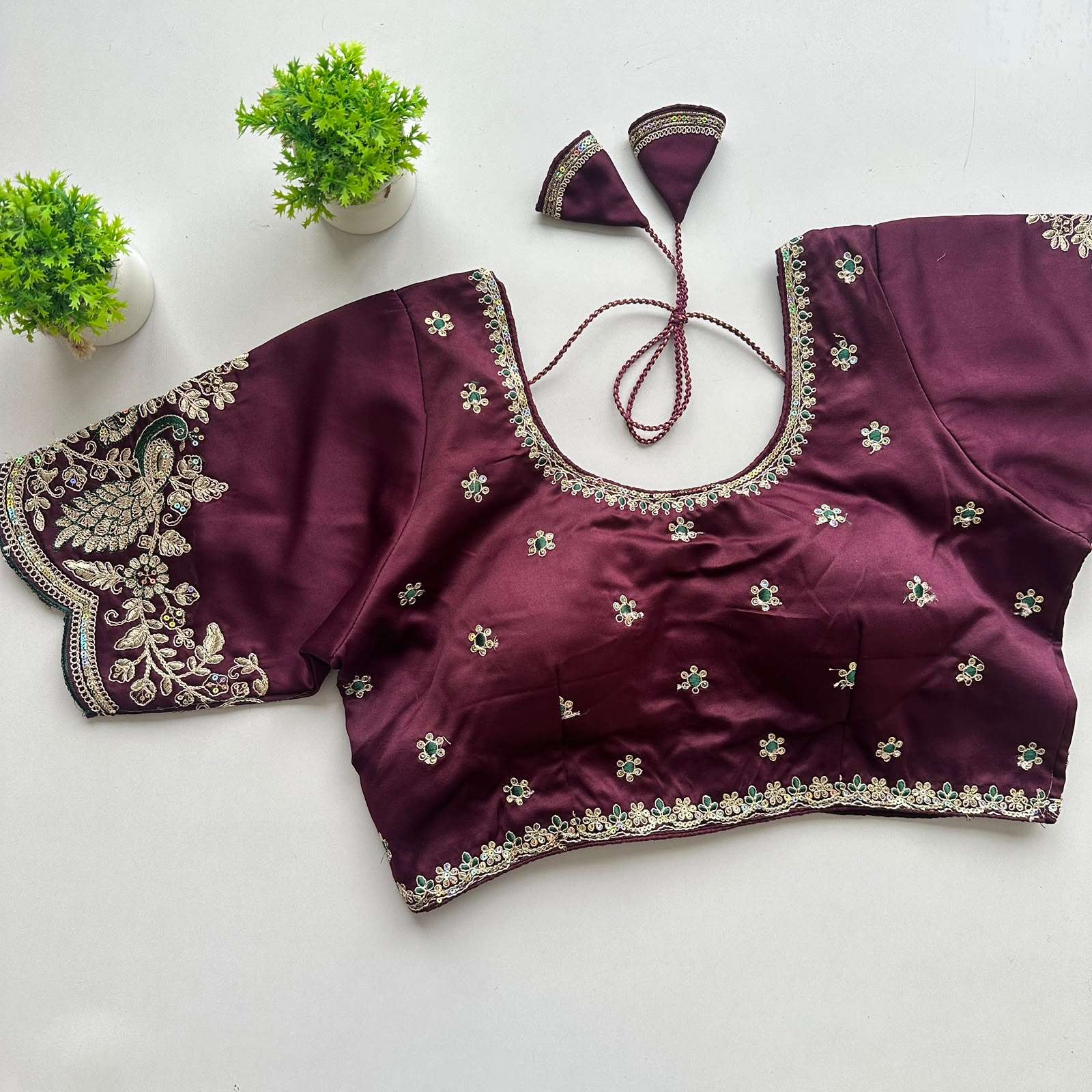 READYMADE BLOUSE SERIES 494 DESIGNER EMBROIDERY WORK SATIN SILK READYMADE BLOUSE ARE AVAILABLE AT WHOLESALE PRICE 