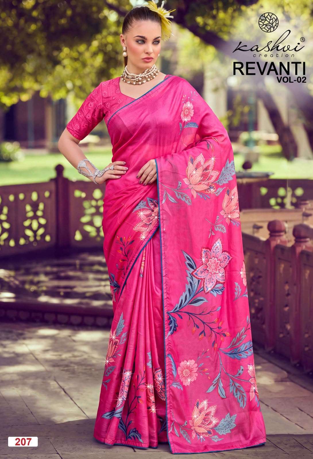 REVANTI VOL-2 SERIES 201 TO 208 SAREE BY KASHVI DESIGNER TESLA DIGITAL WITH SWAROVSKI WORK SAREE ARE AVAILABLE AT WHOLESALE PRICE