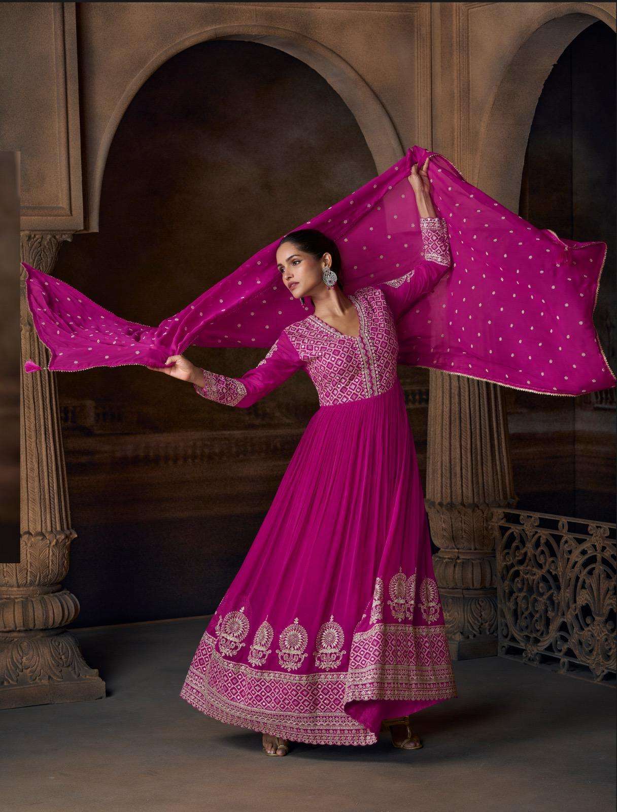 SAADGI SERIES 5774 BY SAYURI DESIGNER EMBROIDERY WORK GEORGETTE GOWN WITH DUPATTA ARE AVAILABLE AT WHOLESALE PRICE