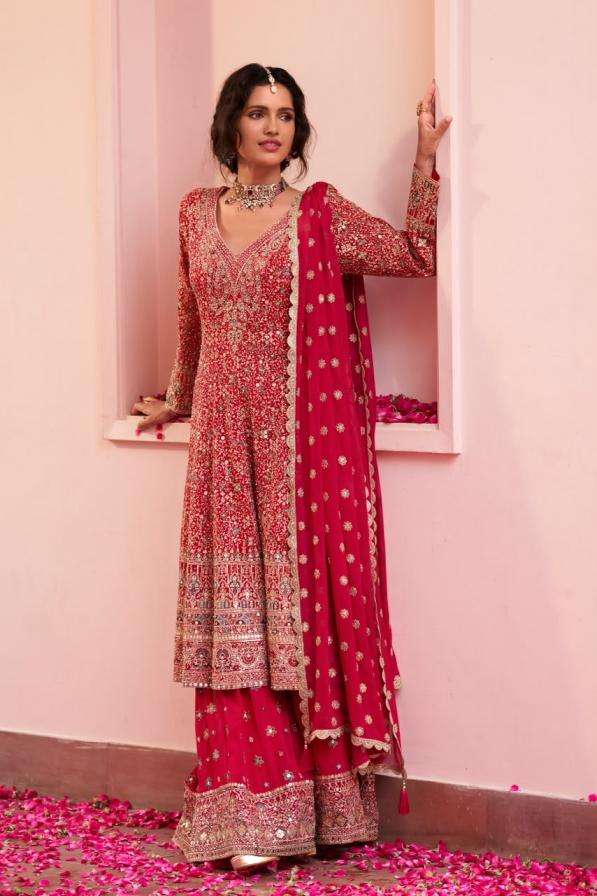 SAIRA SERIES 7698 BY GULKAYRA DESIGNER EMBROIDERY AND HAND WORK GEORGETTE READYMADE SUITS ARE AVAILABLE AT WHOLESALE PRICE