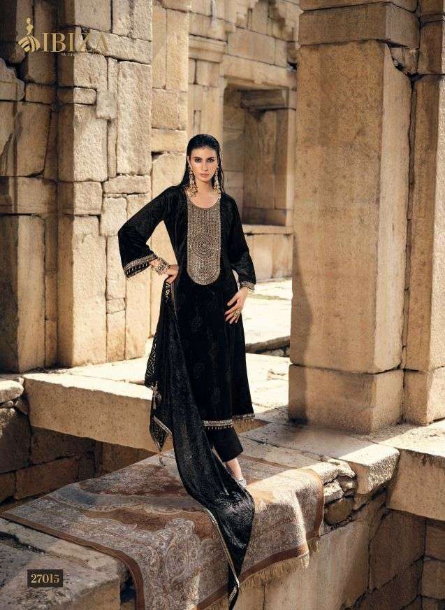 SANG E SIYAH SERIES 27011 TO 27016 BY IBIZA DESIGNER HAND WORK VELVET BRASSO SUITS ARE AVAILABLE AT WHOLESALE PRICE 