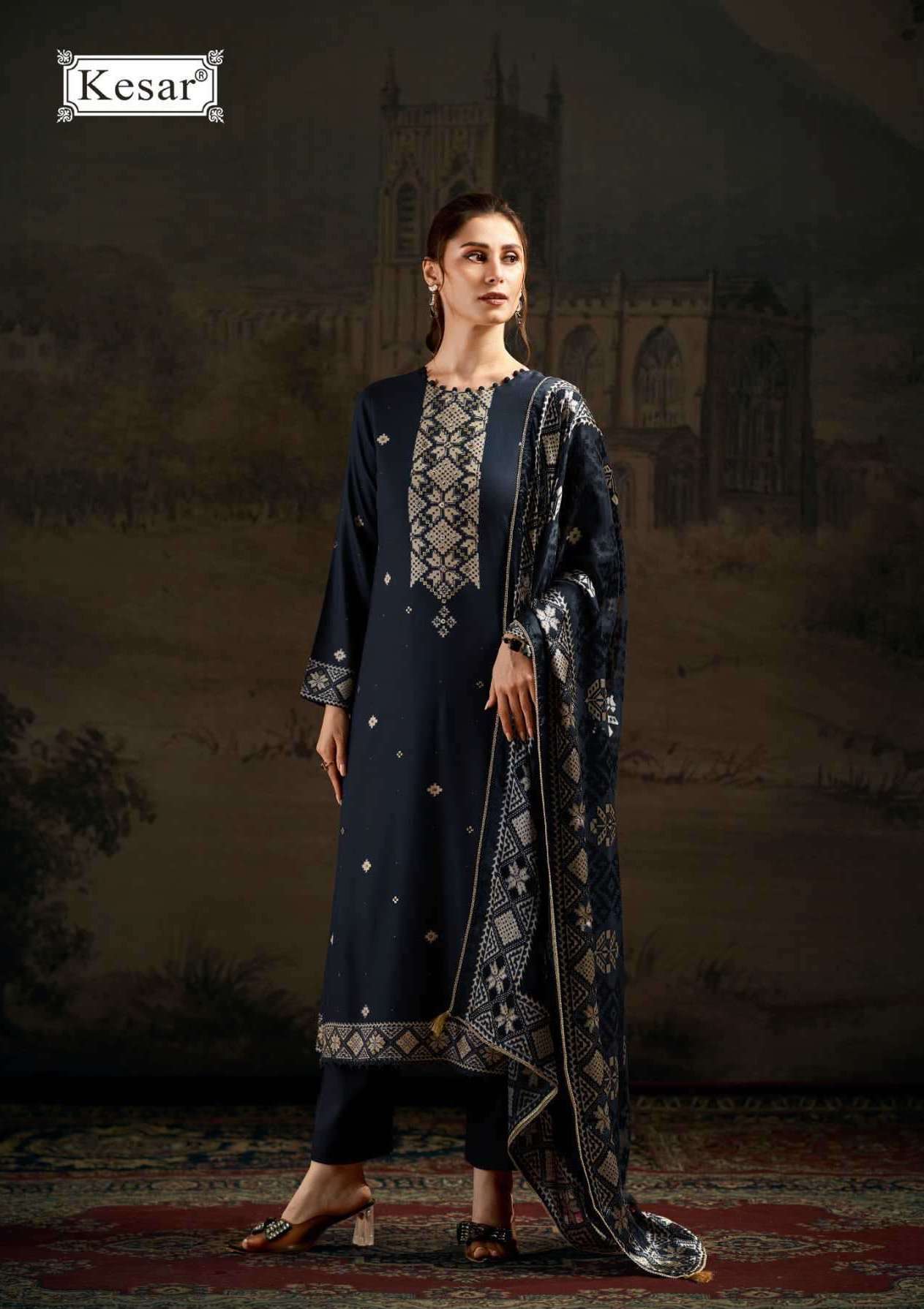 SEHEJ SERIES 1001 TO 1004 BY KESAR DESIGNER DIGITAL PRINTED AND HAND WORK VISCOSE PASHMINA SUITS ARE AVAILABLE AT WHOLESALE PRICE