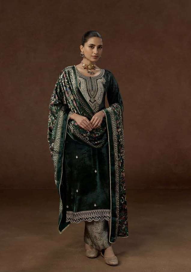 SHAAD SERIES 78001 TO 78004 BY KESAR DESIGNER EMBROIDERY WORK VISCOSE VELVET SUITS ARE AVAILABLE AT WHOLESALE PRICE 