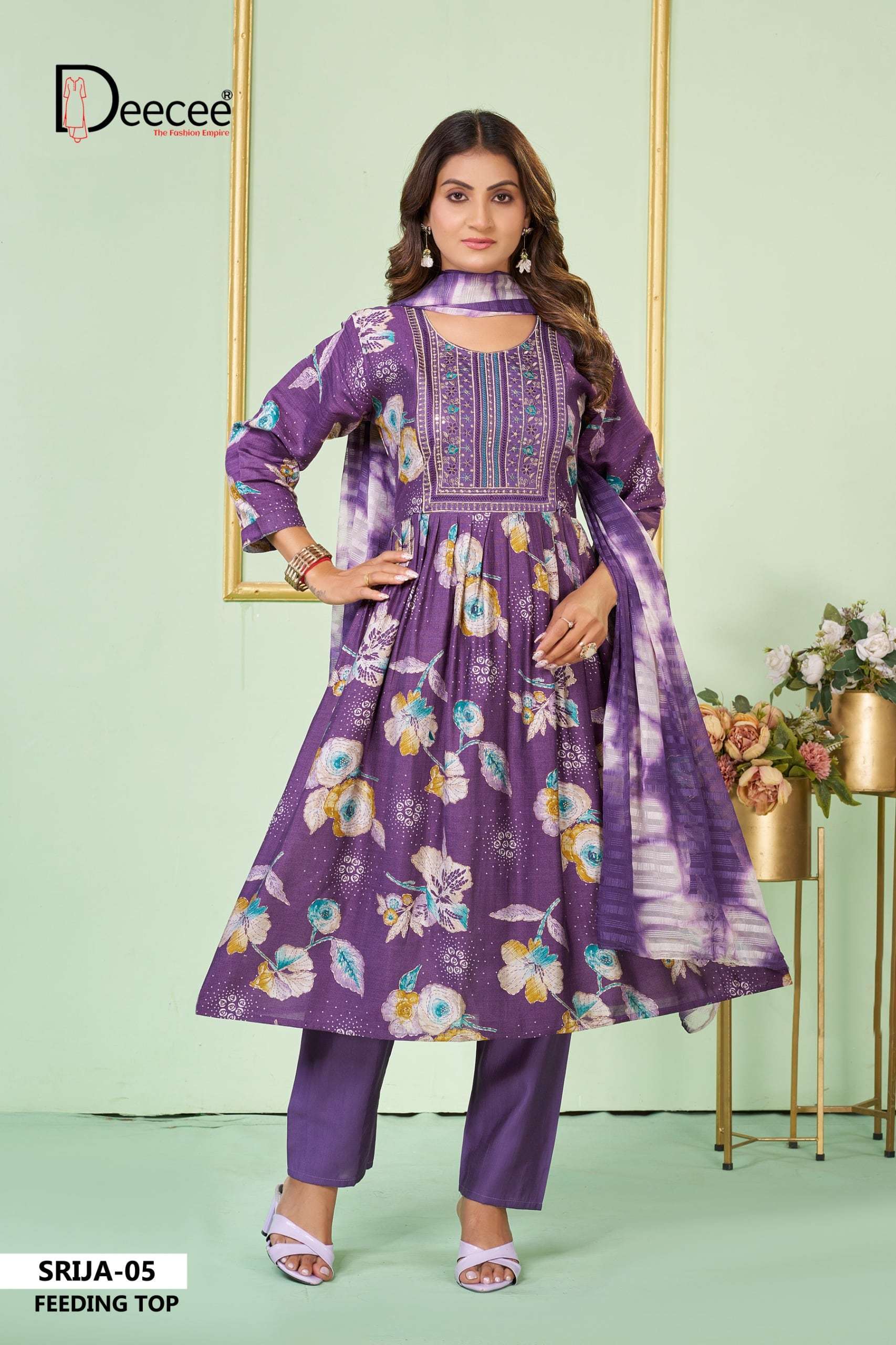 SRIJA SERIES 101 TO 106 BY DEECEE DESIGNER FOIL PRINTED VATICAN KURTI WITH BOTTOM AND DUPATTA ARE AVAILABLE AT WHOLESALE PRICE