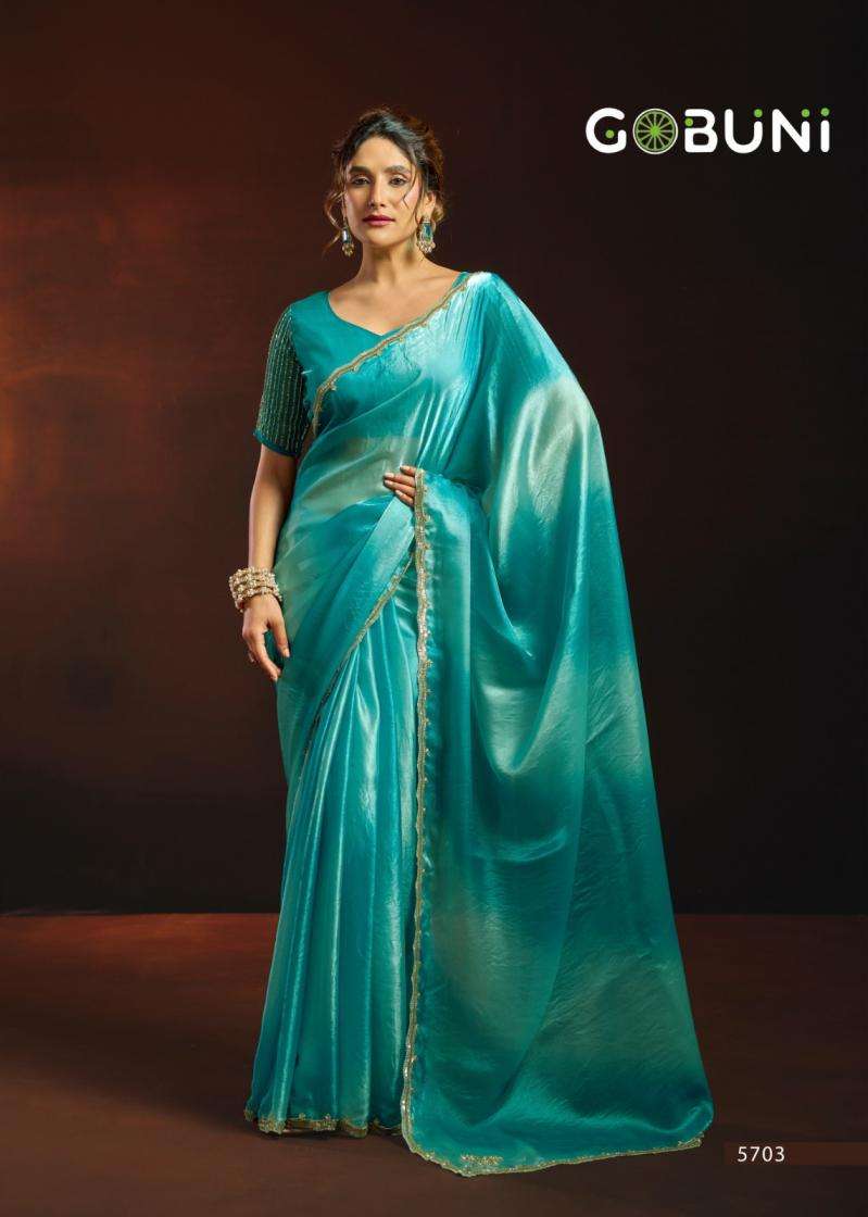 SUDHA SERIES 5701 TO 5706 SAREE BY GOBUNI DESIGNER DIGITAL PRINTED AND WORK FANDY SATIN SAREE ARE AVAILABLE AT WHOLESALE PRICE
