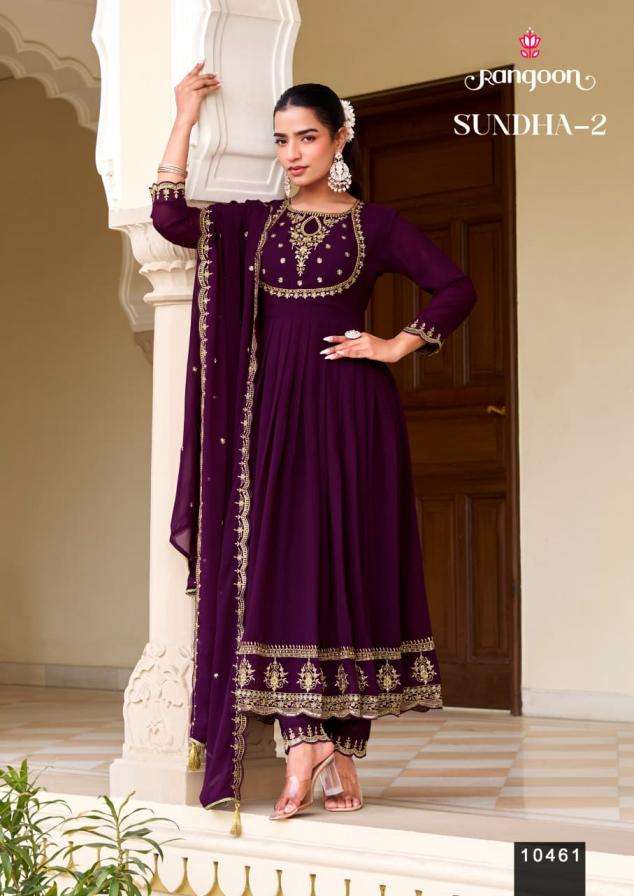 SUNDHA VOL-2 SERIES 10461 TO 10464 BY RANGOON DESIGNER KHATL WORK GEORGETTE KURTI WITH BOTTOM AND DUPATTA ARE AVAILABLE AT WHOLESALE PRICE