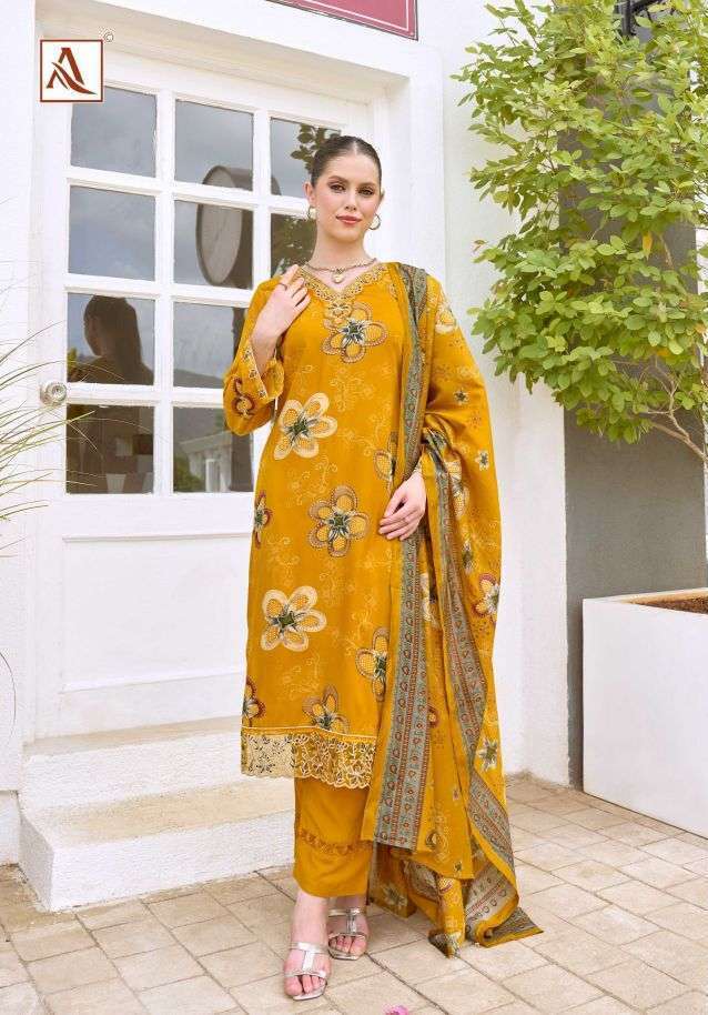 TURKISH EDITION-19 SERIES 3058 BY ALOK SUITS DESIGNER FOIL PRINT AND EMBROIDERY WORK VISCOSE RAYON SUITS ARE AVAILABLE AT WHOLESALE PRICE