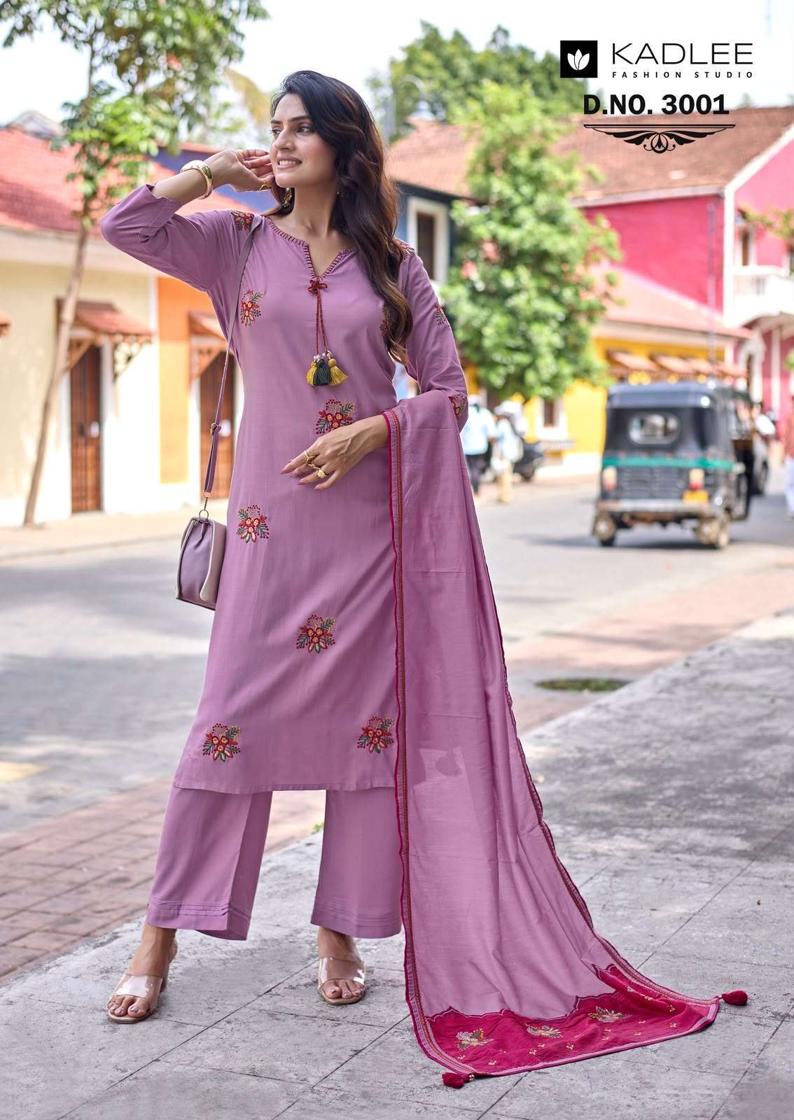 VASANT SERIES 3001 TO 3005 BY KADLEE DESIGNER THREAD AND HAND WORK RAYON KURTI WITH BOTTOM AND DUPATTA ARE AVAILABLE AT WHOLESALE PRICE 