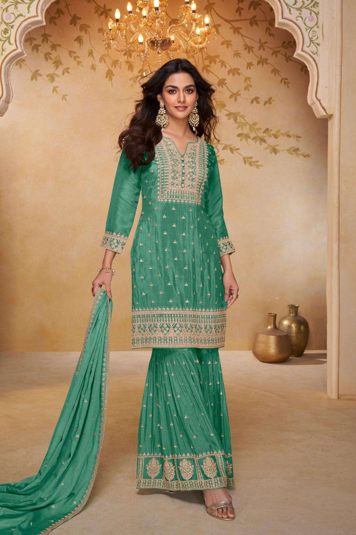ZEEYA SERIES 7689 BY GULKAYRA DESIGNER EMBROIDERY WORK CHINON READYMADE SUITS ARE AVAILABLE AT WHOLESALE PRICE
