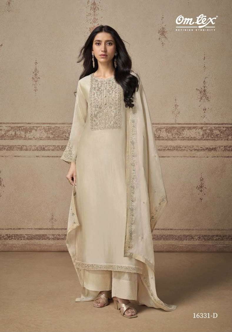 ZELIA SERIES 16331 BY OMTEX DESIGNER EMBROIDERY WORK SILK SUITS ARE AVAILABLE AT WHOLESALE PRICE 
