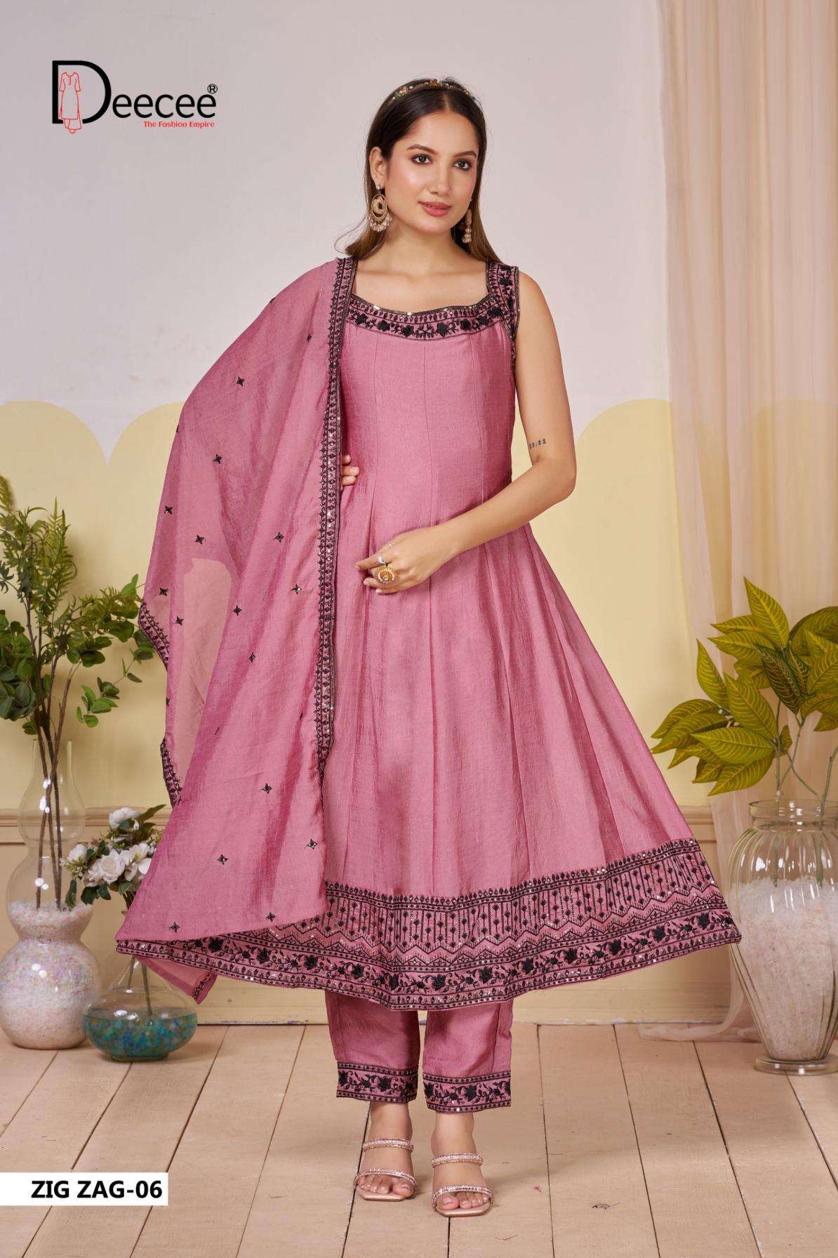 ZIG ZAG SERIES 101 TO 106 BY DEE CEE DESIGNER EMBROIDERY WORK VISCOSE SLUB KURTI WITH BOTTOM AND DUPATTA ARE AVAILABLE AT WHOLESALE PRICE